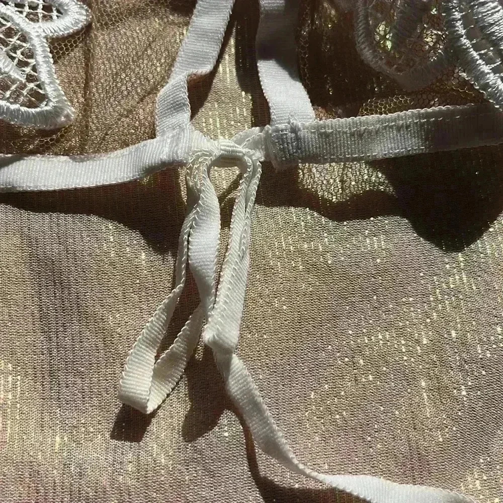 Bralette Skivvies embroidered For Love & Lemons Sheer Mesh Appliqué Floral Bra - Picture 4 of 9